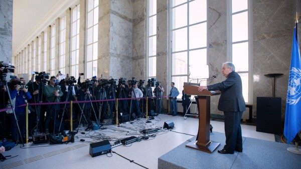 Informal Meeting on Cyprus, UN Geneva: UN Secretary-General António Guterres Media Stakeout - 18 March 2025